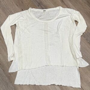 Free People hi - low Cream Long Sleeve Blouse